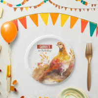 Autumn Pheasant Personalised Birthday Paper Plate