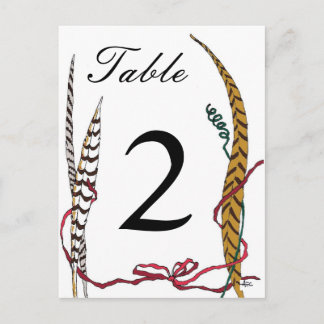 Autumn Pheasant Table Number Card for Reception