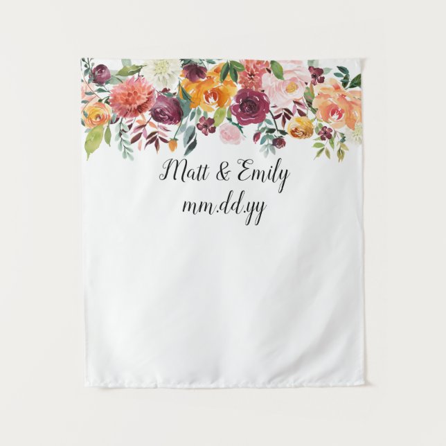 Autumn Photo Booth, Fall Wedding Backdrop Decor Tapestry (Front)
