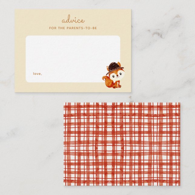 Autumn Picnic Fox Baby Shower Parenting Advice Card (Front/Back)