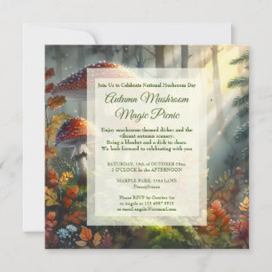 Autumn Picnic National Mushroom Day Celebration Holiday Card