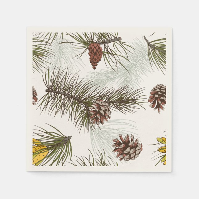 Autumn Pine Cones Napkin (Front)