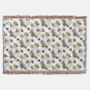 Autumn Pine Cones Throw Blanket