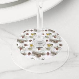 Autumn Pine Cones Wine Glass Tag