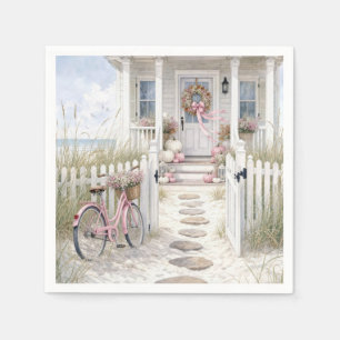 Autumn Pink and White Pumpkins on Cottage Porch Napkin