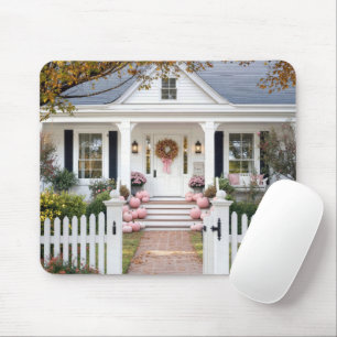 Autumn Pink Pumpkins Mouse Pad