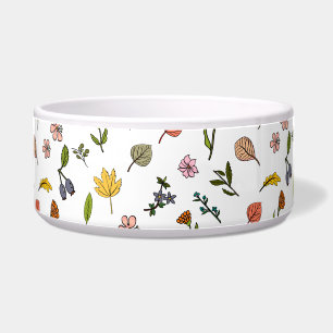 autumn pink red and yellow flowers and leaves