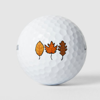 Autumn Pixel Leaves Golf Balls