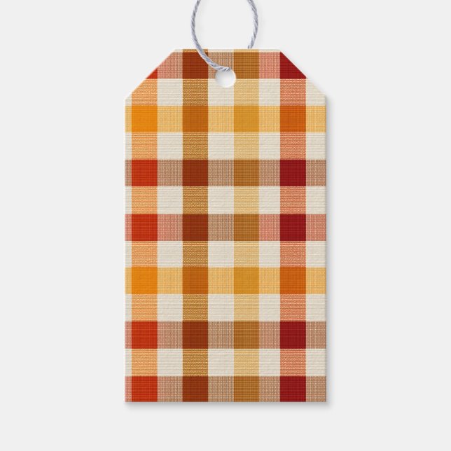 Autumn Plaid Business Tag – Orange, Brown & Yellow (Front)