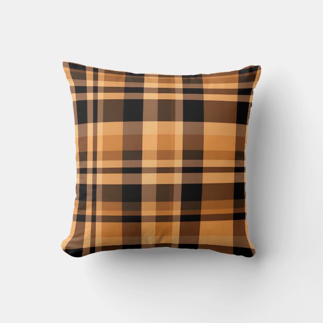 Autumn Plaid Cosy Fall Pattern Design Cushion (Front)