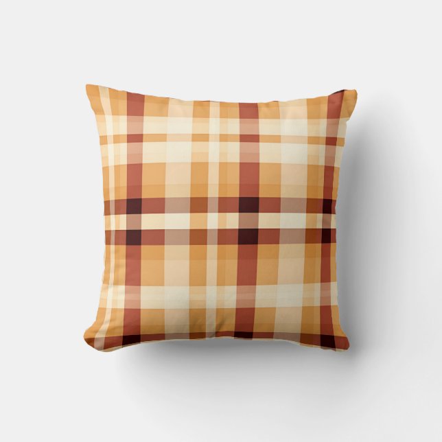 Autumn Plaid Cosy Fall Pattern Design Cushion (Front)