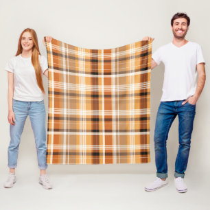Autumn Plaid Cosy Fall Pattern Design Fleece Blanket
