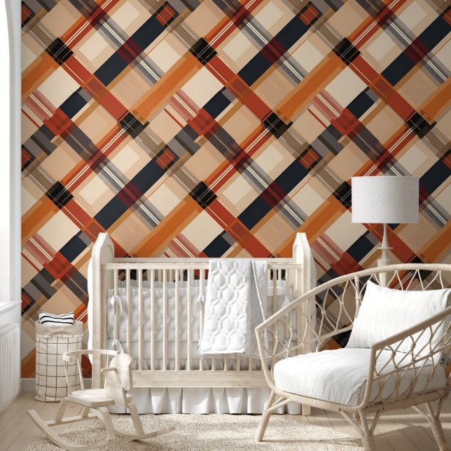 Autumn Plaid Cosy Fall Pattern Design Wallpaper (Kids)