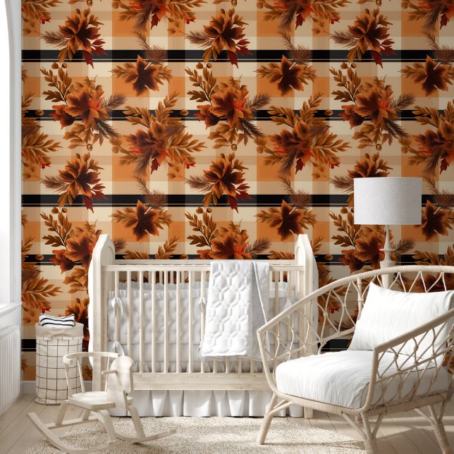 Autumn Plaid Cosy Fall Pattern Design Wallpaper (Kids)
