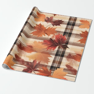 Autumn Plaid Cosy Fall Pattern Design Wrapping Paper
