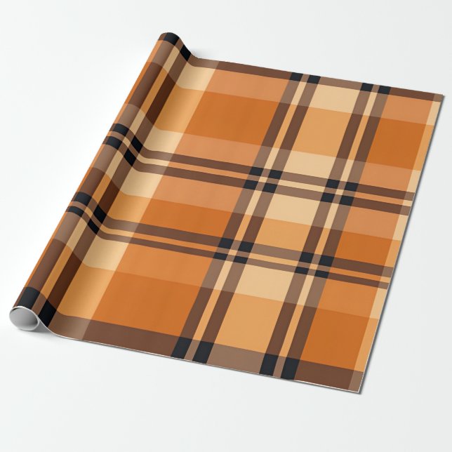 Autumn Plaid Cosy Fall Pattern Design Wrapping Paper (Unrolled)