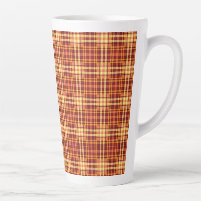 Autumn Plaid Fabric Texture Pattern-52627 Latte Mug (Right)