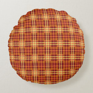 Autumn Plaid Fabric Texture Pattern-52627 Round Cushion