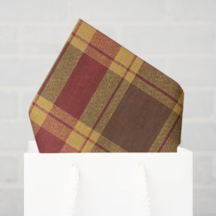 Autumn Plaid Faux Fabric Tissue Paper