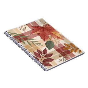 Autumn Plaid & Leaves Cosy Spiral Photo Notebook