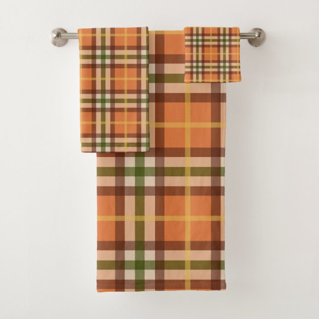 Autumn Plaid Pattern Bath Towel Set (Insitu)