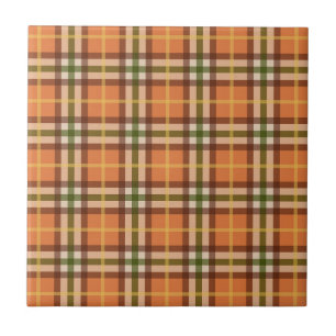 Autumn Plaid Pattern Ceramic Tile