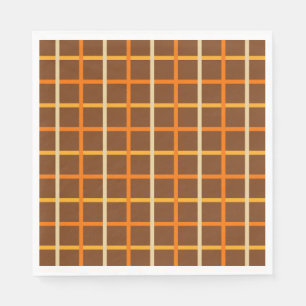 Autumn Plaid Pattern in Orange Green and Brown Napkin