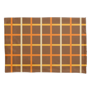 Autumn Plaid Pattern in Orange Green and Brown Pillowcase