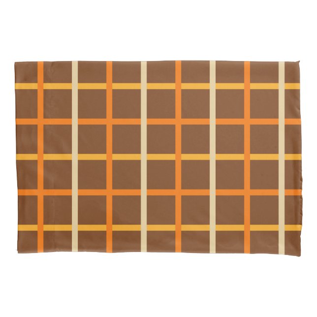 Autumn Plaid Pattern in Orange Green and Brown Pillowcase (Front-Left)