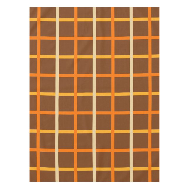 Autumn Plaid Pattern in Orange Green and Brown Tablecloth (Front)