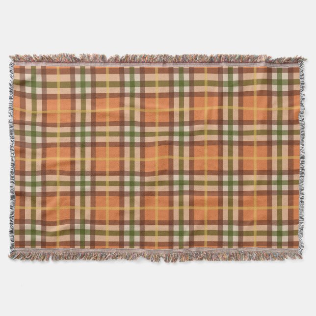 Autumn Plaid Pattern Throw Blanket (Front)