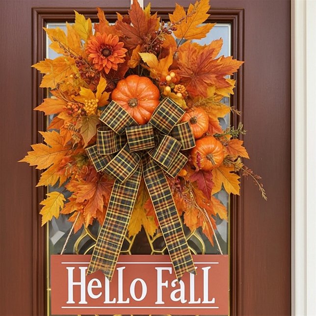 Autumn plaid  satin ribbon (Creator Uploaded)