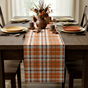 Autumn plaid short table runner