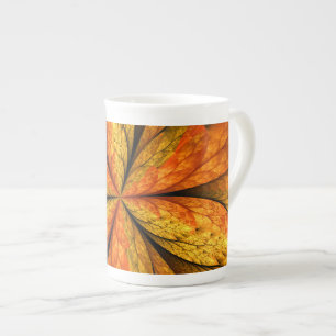 Autumn Plant, Modern Abstract Fractal Art Leaf Bone China Mug