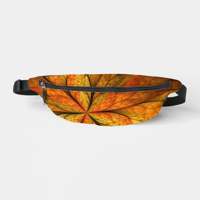 Autumn Plant, Modern Abstract Fractal Art Leaf Bum Bags (Front)