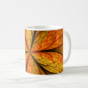 Autumn Plant, Modern Abstract Fractal Art Leaf Coffee Mug