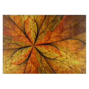 Autumn Plant, Modern Abstract Fractal Art Leaf Cutting Board