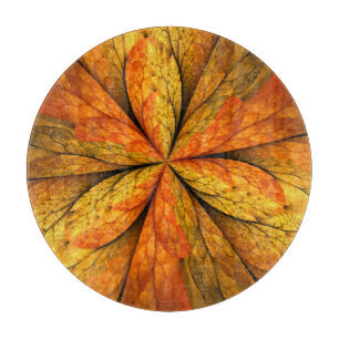 Autumn Plant, Modern Abstract Fractal Art Leaf Cutting Board