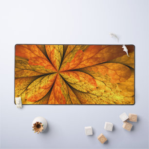 Autumn Plant, Modern Abstract Fractal Art Leaf Desk Mat