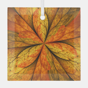 Autumn Plant, Modern Abstract Fractal Art Leaf Glass Tree Decoration