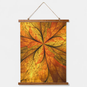 Autumn Plant, Modern Abstract Fractal Art Leaf Hanging Tapestry