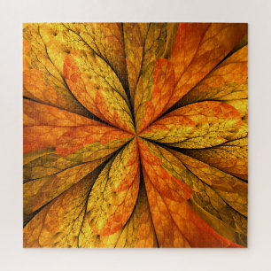 Autumn Plant, Modern Abstract Fractal Art Leaf Jigsaw Puzzle