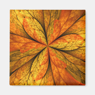 Autumn Plant, Modern Abstract Fractal Art Leaf Magnet