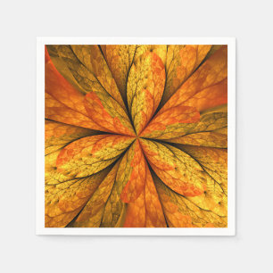 Autumn Plant, Modern Abstract Fractal Art Leaf Napkin