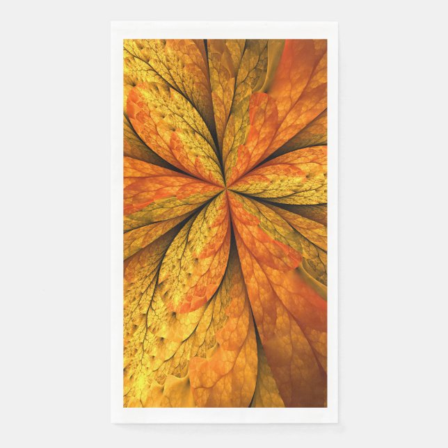 Autumn Plant, Modern Abstract Fractal Art Leaf Napkin (Front)