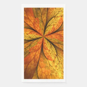 Autumn Plant, Modern Abstract Fractal Art Leaf Napkin