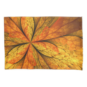 Autumn Plant, Modern Abstract Fractal Art Leaf Pillowcase