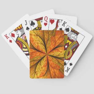 Autumn Plant, Modern Abstract Fractal Art Leaf Playing Cards