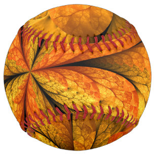 Autumn Plant, Modern Abstract Fractal Art Leaf Softball