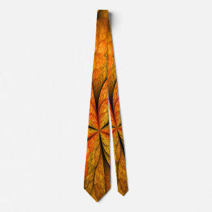 Autumn Plant, Modern Abstract Fractal Art Leaf Tie